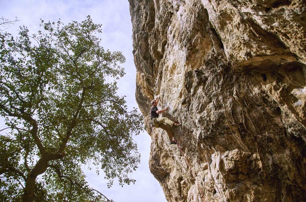 Ivan lors dans un essais dans "Walou", 7b+